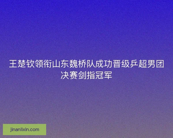 王楚钦领衔山东魏桥队成功晋级乒超男团决赛剑指冠军
